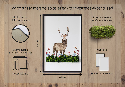 Fali moha kép Szarvas a virágok között