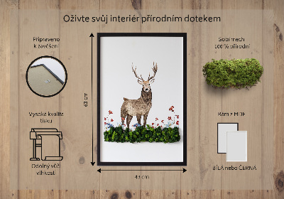 Fali moha kép Szarvas a virágok között