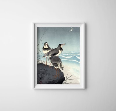 Retro poszterek Hullámok és Crescent Ohara Kowon Ukiyo