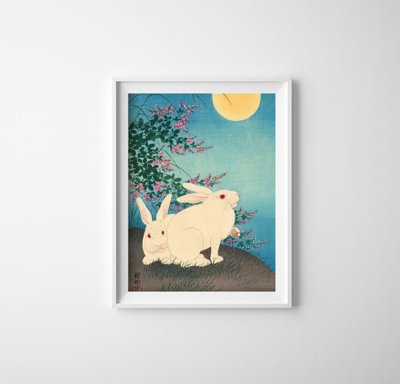 Retro poszterek Poszter Ohara Kowon Rabbit Ukiyo-E Vintage