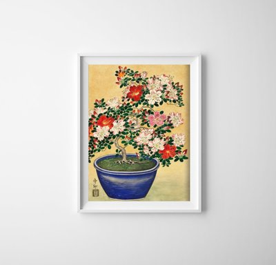 Retro plakát Blossoming Azalea Oniare Kowon
