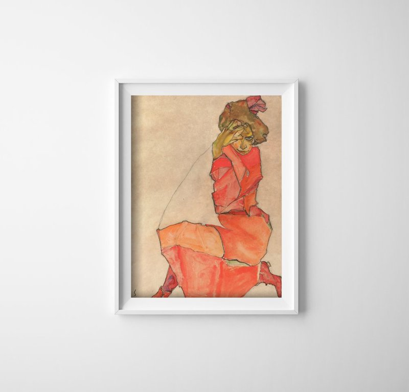 Poszter Térdelő nő Egon Schiele