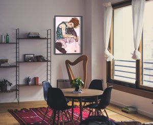 Poszter Ülő nő egy hajlított Egon Schiele térdével