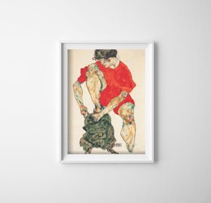 Poszter Modell egy piros ruhában Egon Schiele