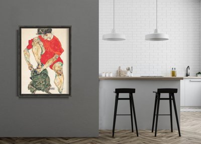 Poszter Modell egy piros ruhában Egon Schiele