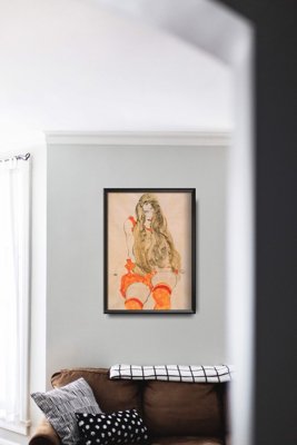 Retro poszterek Ülő lány eső haj Egon Schiele
