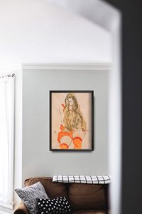 Retro poszterek Ülő lány eső haj Egon Schiele
