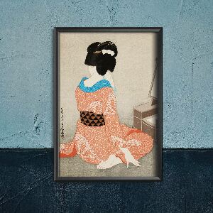 Retro poszterek Egy nő egy piros kimonóban