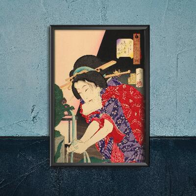 Retro plakát Nő mosás kezét tsukioka yoshitoshi ukiyo-e