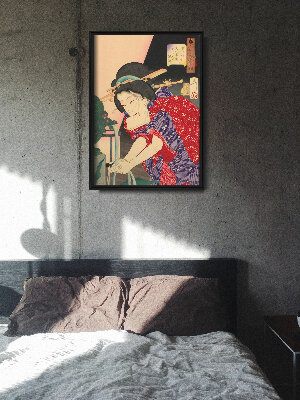 Retro plakát Nő mosás kezét tsukioka yoshitoshi ukiyo-e