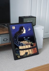 Retro plakát Absztrakció a Hokusai Ukiyo-e lemezekkel