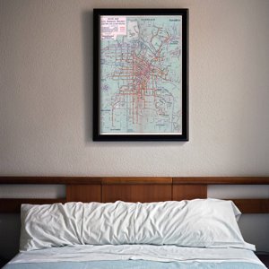 Retro plakát A Los Angeles Vasúti és Buszút térképe