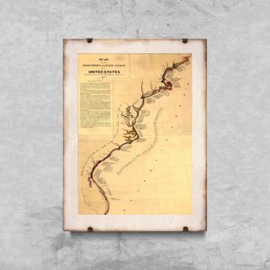Retro plakát Térképek felfedezései East Coast USA