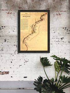 Retro plakát Térképek felfedezései East Coast USA