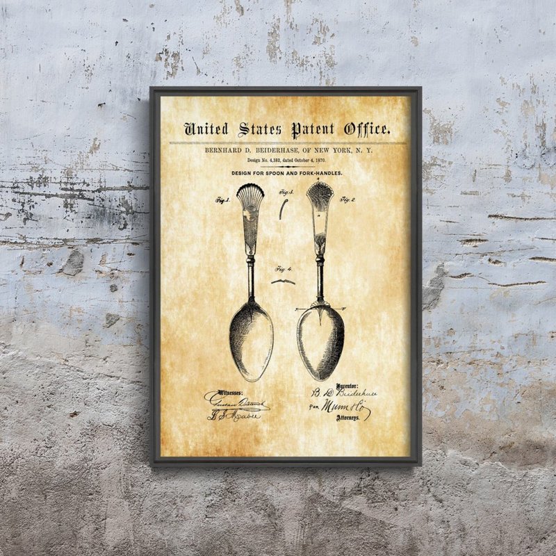 Retro plakát Osiris Flatware Spoon Szabadalmi USA