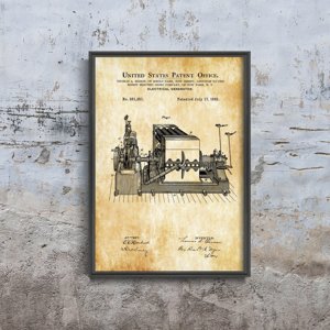 Retro plakát Szabadalom Edison Elektromos generátor