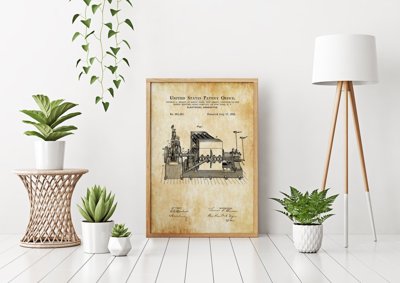 Retro plakát Szabadalom Edison Elektromos generátor