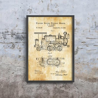 Poszter Locomotive Adams Szabadalmi USA