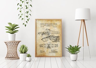 Retro poszterek Szabadalom Alexander Bell repülő gép