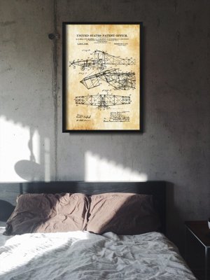 Retro poszterek Szabadalom Alexander Bell repülő gép