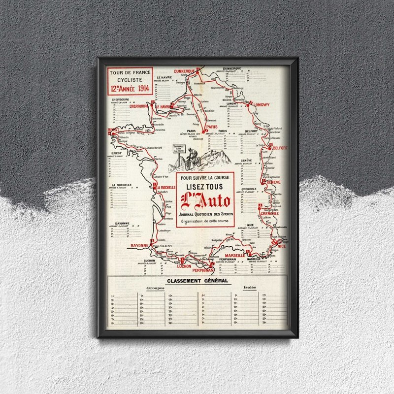 Poszter képek Tour de France térkép poszter