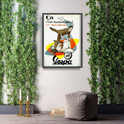 Retro plakát Chante Gilbert Bécaud Vespa