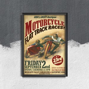 Retro poszterek Lapos pálya motorkerékpár verseny