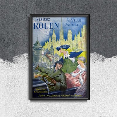 Retro poszterek Látogasson el Rouen Franciaországba
