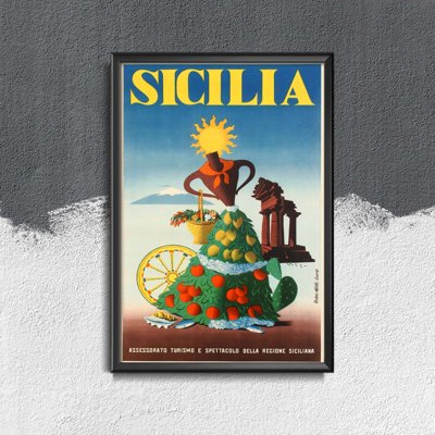 Retro plakát Szicília Olaszország