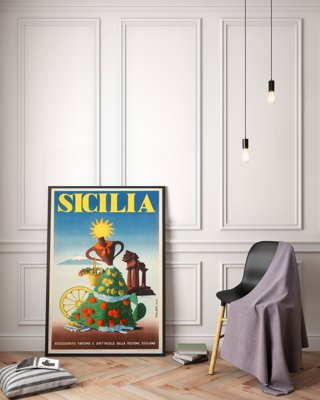 Retro plakát Szicília Olaszország