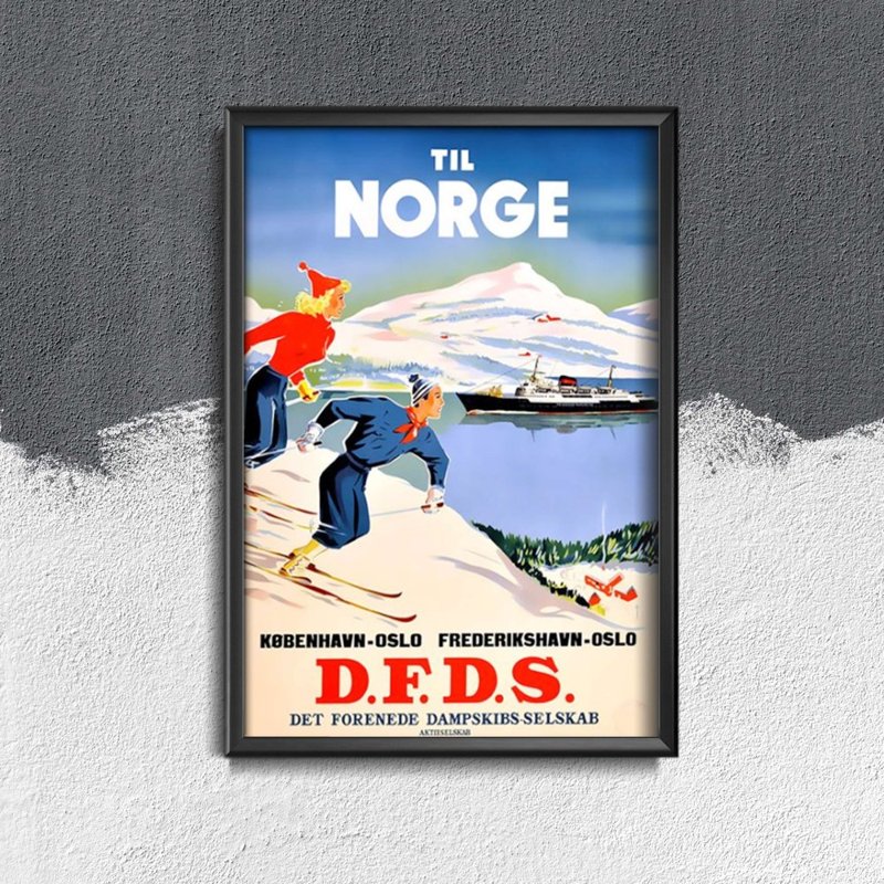Retro plakát Norvégia sí