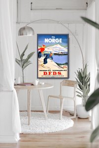 Retro plakát Norvégia sí
