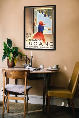 Retro plakát Borvidék Lugano svájci