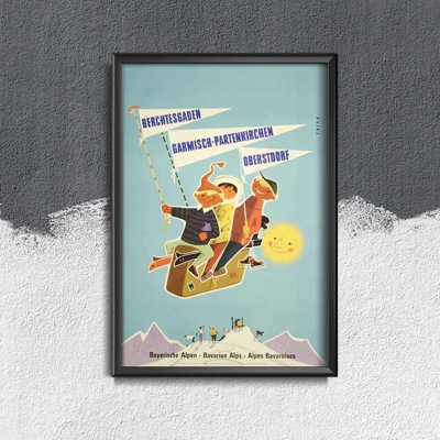 Retro plakát Bajor Alpok Ausztria Németország