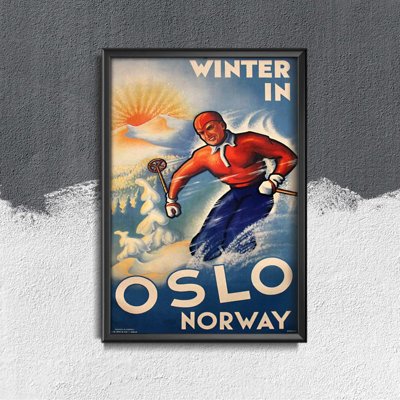 Plakát poszter Oslo Norvégia Téli sí