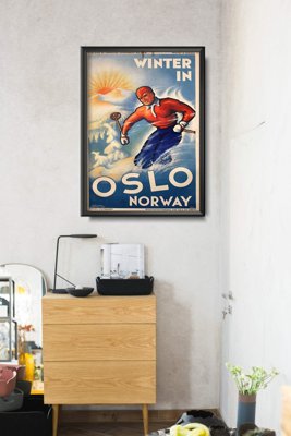 Plakát poszter Oslo Norvégia Téli sí