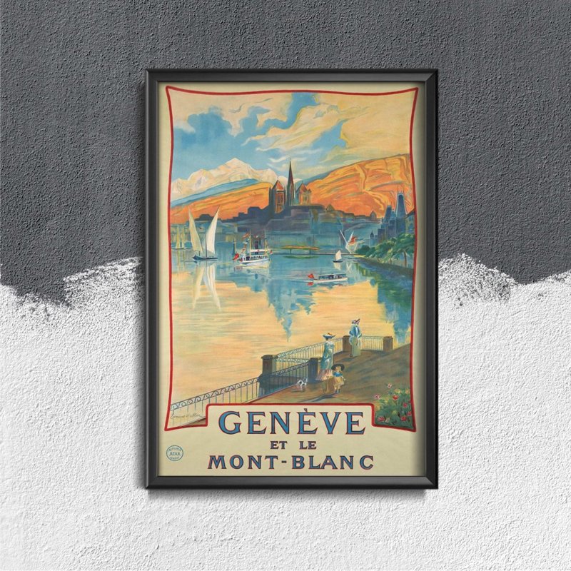 Retro plakát Geneve et Le Mont Blanc Svájc