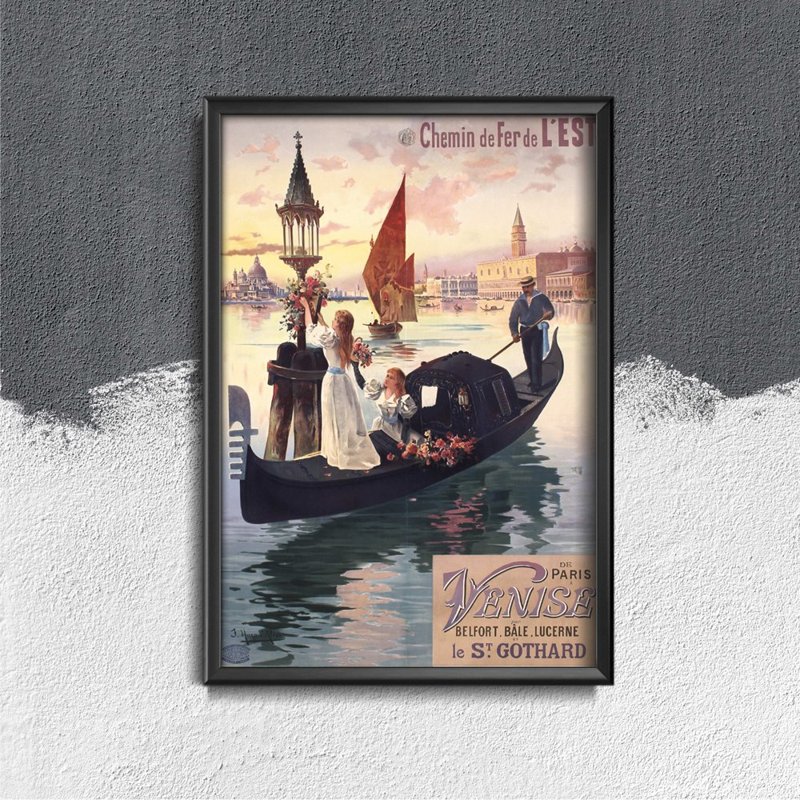 Retro plakát Poszter Párizsból és Velenceből