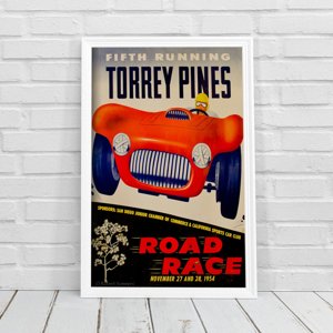 Retro plakát Grand Prix poszter Negyedik Run Torore Pines Road Race