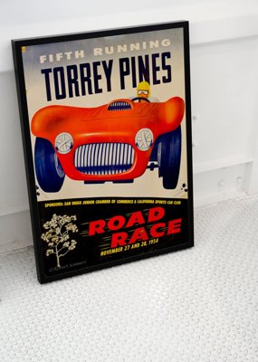 Retro plakát Grand Prix poszter Negyedik Run Torore Pines Road Race