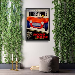 Retro plakát Grand Prix poszter Negyedik Run Torore Pines Road Race