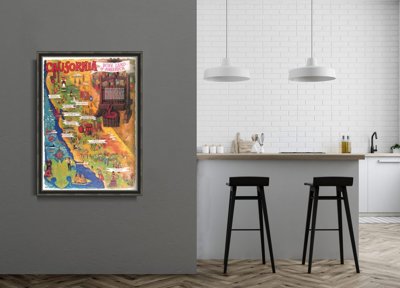 Retro plakát Kaliforniai bor térkép