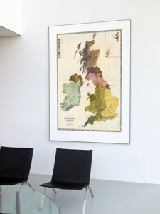 Retro plakát Nagy-Britannia és Írország régi térképe