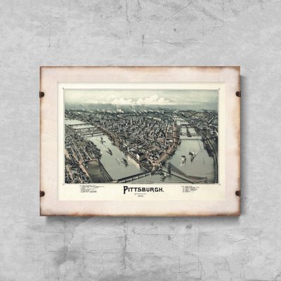 Retro plakát Pittsburgh régi térképe