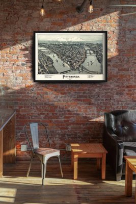 Retro plakát Pittsburgh régi térképe