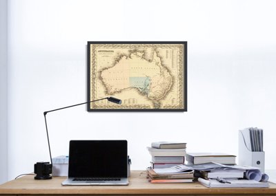 Retro plakát Ausztrália régi térképe