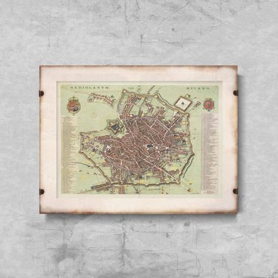 Plakát poszter Milano Italia régi térképe