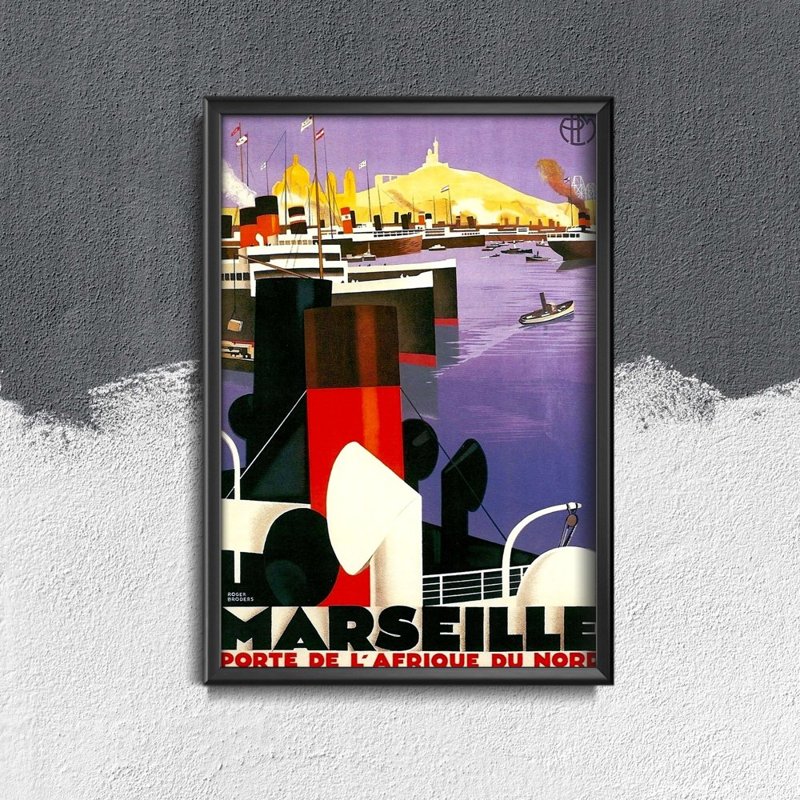 Retro plakát Marseille - Észak-afrikai ajtó