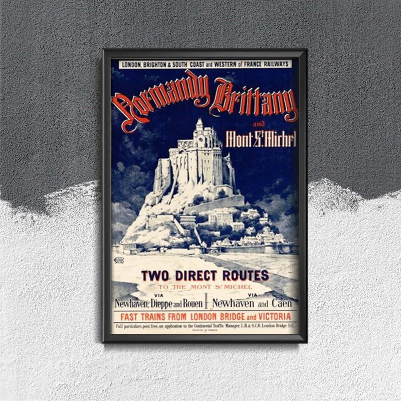 Plakát poszter Vintage Mont-St Michel Franciaország