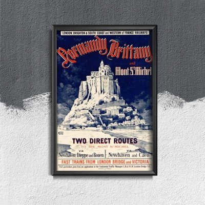 Plakát poszter Vintage Mont-St Michel Franciaország